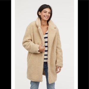 H&M LOGG faux fur teddy coat beige